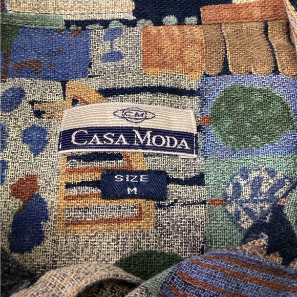 Casa Moda Men’s Short Sleeve Button Down Patchwork Floral Tapestry Shirt, sz M - Picture 5 of 10